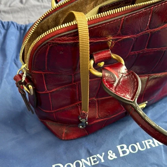 Dooney & Bourke Burgundy Croc-Embossed Satchel - Picture 10 of 13